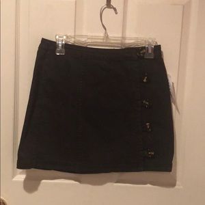 black button front denim skirt